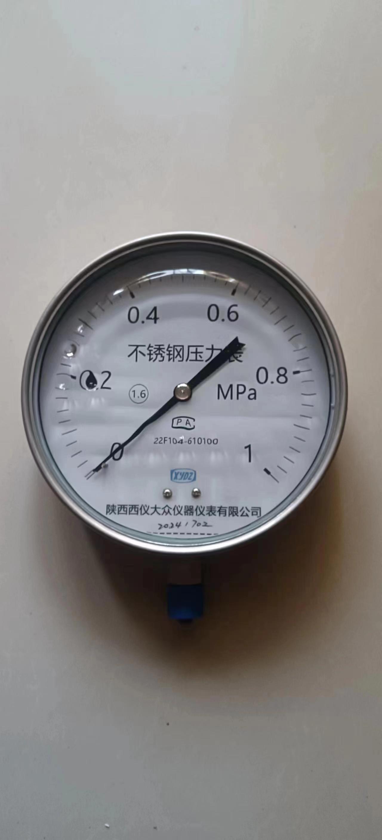 不锈钢管耐震压力表YTFN-200,250(1.0级，1.6级）